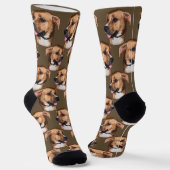Chaussette Personalized dog face photo Brown Cute Fun Pet (Angulaire)