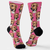 Chaussette Personalized dog face photo Pink Cute Fun Pet (Angulaire)
