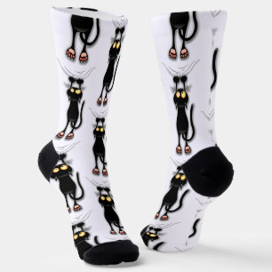 Chaussette Personnage de chat drôle qui gratte le tissu