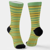 Chaussette personnalisable rayures vert jaune marr (Angulaire)
