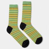 Chaussette personnalisable rayures vert jaune marr (Droite)