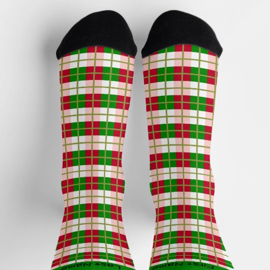 Chaussette Personnalisable Rétro Noël Plaid Motif (Haut)