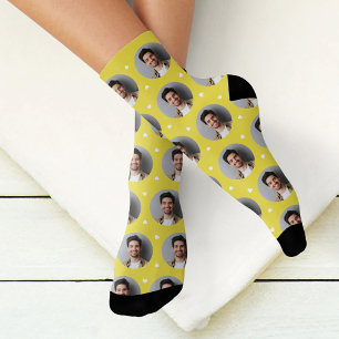 Chaussette Personnalisé Boyfriend Photo Yellow Love