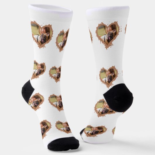 Chaussette Personnalisé Coeur élégant multi photo Socks (Angulaire)