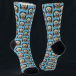Chaussette Personnalisé Cute Pet Photo Motif Bleu clair<br><div class="desc">Ces chaussettes personnalisées et mignonnes sont équipées de votre propre photo d'animal de compagnie dans un motif décalé sur un arrière - plan bleu clair, et sont parfaites pour l'amoureux de l'animal de compagnie et l'amant de chaussettes! Ajoutez votre propre photo de chien, photo de chat, photo de cheval, photo...</div>