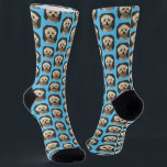 Chaussette Personnalisé Cute Pet Photo Motif Bleu clair<br><div class="desc">Ces chaussettes personnalisées et mignonnes sont équipées de votre propre photo d'animal de compagnie dans un motif décalé sur un arrière - plan bleu clair, et sont parfaites pour l'amoureux de l'animal de compagnie et l'amant de chaussettes! Ajoutez votre propre photo de chien, photo de chat, photo de cheval, photo...</div>