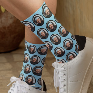 Chaussette Personnalisé Funky Photo Face Blue