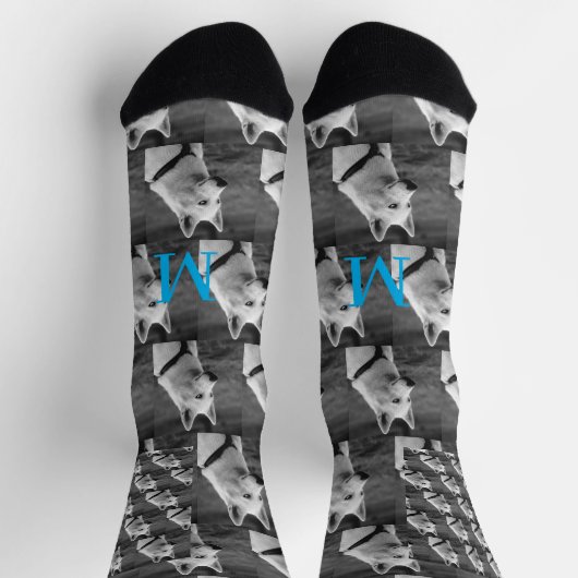 Chaussette Personnalisé Personnalisé Monogramme Élégant chien (Haut)