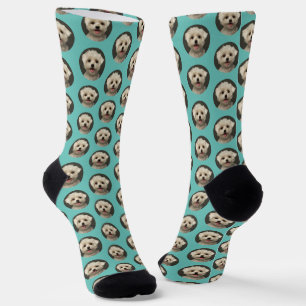 Chaussette Personnalisé Pet Photo Lumière Turquoise tendance