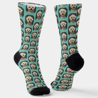 Chaussette Personnalisé Pet Photo Lumière Turquoise tendance