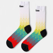 Chaussette Personnalisé Rouge Bleu Jaune Chic Motif unique (Gauche)
