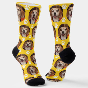 Chaussette Personnalisé Sporty Yellow Pet Photo Empreintes de