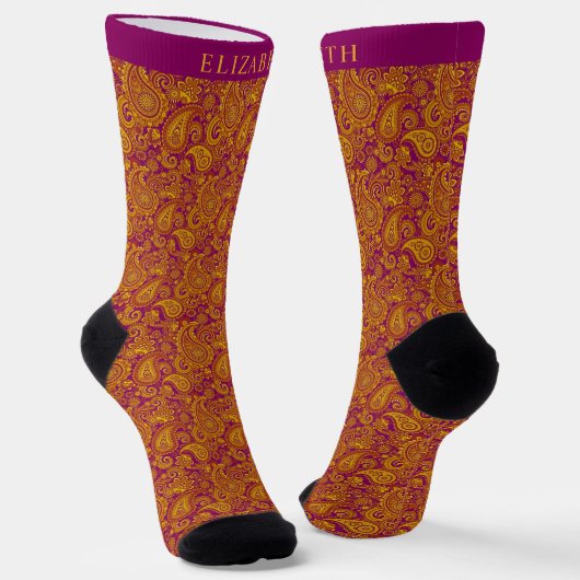 Chaussette Personnalisé violet jaune orange Motif (Angulaire)