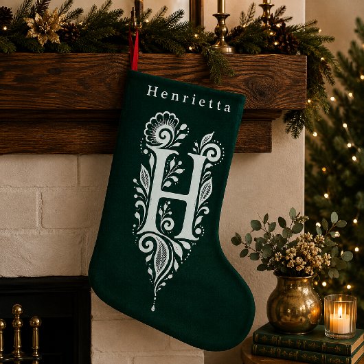 Chaussette personnalisée avec monogramme botanique