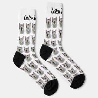 Chaussette personnalisée avec photo de chat et tex