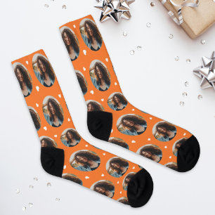 Chaussette Personnalisée Petite amie Photo Orange Love
