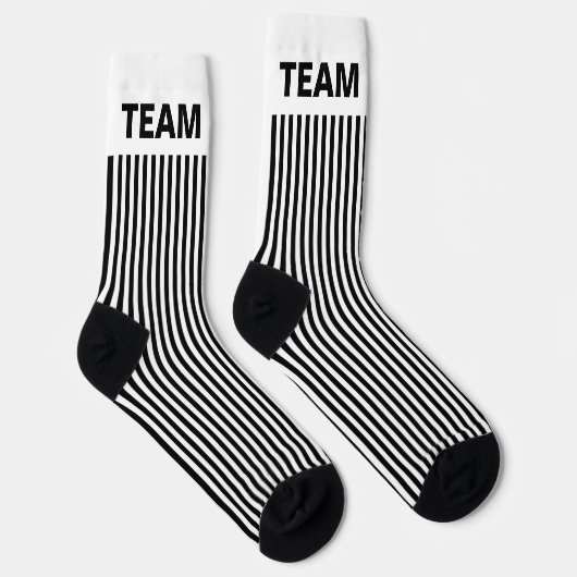 Chaussette Personnaliser LE NOM DE L'ÉQUIPE BLANC Noir (Droite)