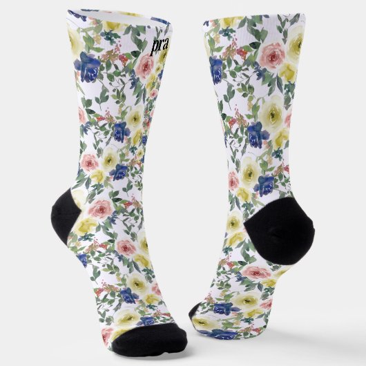 Chaussette Personnaliser les initiales Multicolor rose violet (Angulaire)
