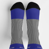 Chaussette Personnaliser Nom Rayures Blanches Noires Bleu Pro (Haut)