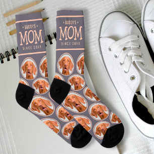 Chaussette Pet Mom Cadeau Chien Chat Photo Motif Purple & Pin