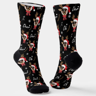 Chaussette Pet Star Renne de Noël avec photo de visage pers