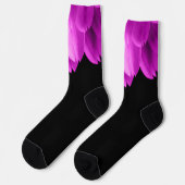 Chaussette Pétales de fleurs roses chaudes sur noir (Gauche)