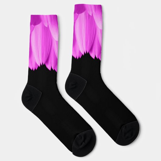 Chaussette Pétales de fleurs roses chaudes sur noir (Droite)