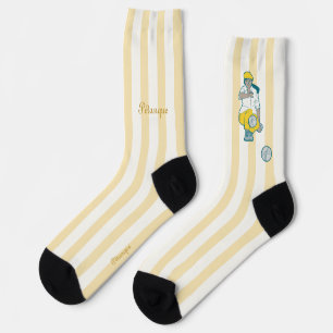 Chaussette Pétanque, joueuse de boules en jaune