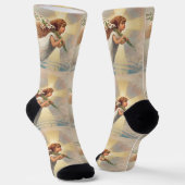 Chaussette Petit bébé ange tenant des lys (Angulaire)