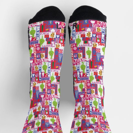 Chaussette Petit Grinch | Motif de Noël coloré (Haut)