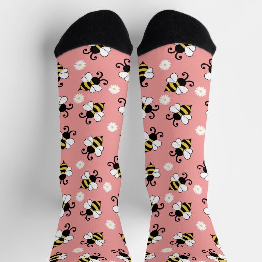 Chaussette Petites abeilles mignonnes et fleurs marguerites m (Haut)