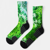 Chaussette Petites chaussettes de fleurs vertes et blanches (Gauche)