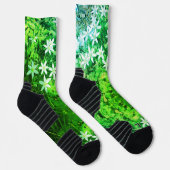 Chaussette Petites chaussettes de fleurs vertes et blanches (Droite)