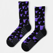 Chaussette Petits Kitties Noires Et Violettes (Gauche)