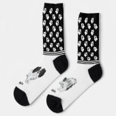 Chaussette Phalène noir et blanc avec nom de l'animal personn (Gauche)