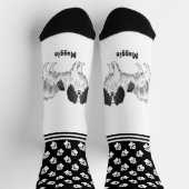 Chaussette Phalène noir et blanc avec nom de l'animal personn (Haut)