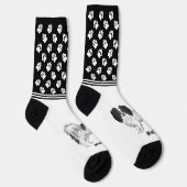 Chaussette Phalène noir et blanc avec nom de l'animal personn (Droite)