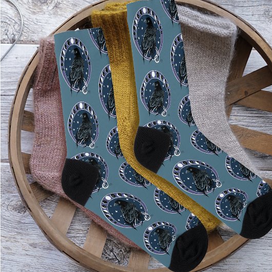 Chaussette Phases de la lune corail Étoiles Bleu