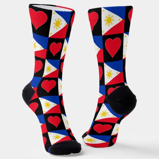Chaussette Philippines Fun Motif du coeur du drapeau Fierté p (Angulaire)