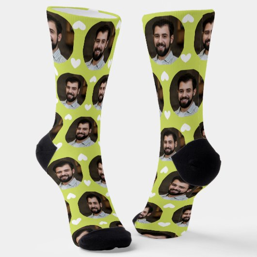 Chaussette Photo Boyfriend For Girlfriend Chartreuse Heart (Angulaire)