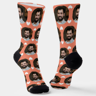 Chaussette Photo Boyfriend For Girlfriend Hearts Coral