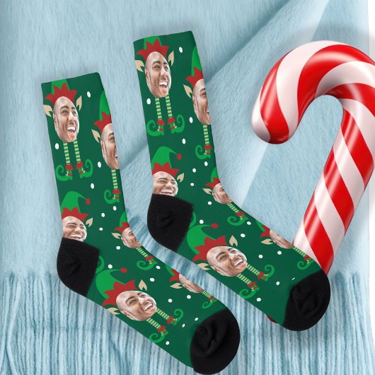Chaussette Photo Collage Funny Face Christmas Elf