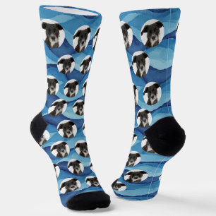 Chaussette Photo de chien personnalisé Blues côtiers et mélan