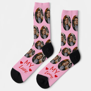 Chaussette Photo de My Love Husband pour Femme Rose Red