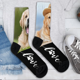 Chaussette Photo personnalisée d'amour d'empreinte de patte d
