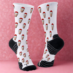 Chaussette Photo sur mesure Santa Hat Cadeau de Noël