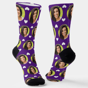 Chaussette Photo violette de Girlfriend Pour Coeurs de copain