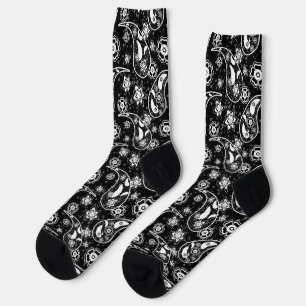 Chaussette Photographie noir floral Paisley Design Motif