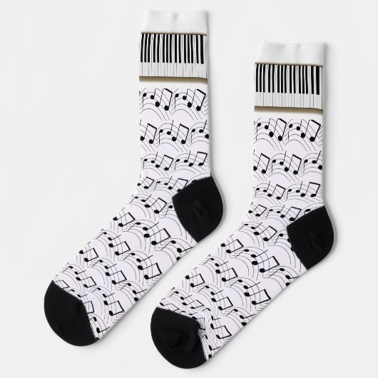 Chaussette Piano Keyboard And Musical Notes (Gauche)