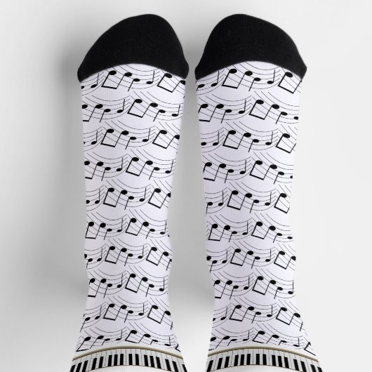 Chaussette Piano Keyboard And Musical Notes (Haut)